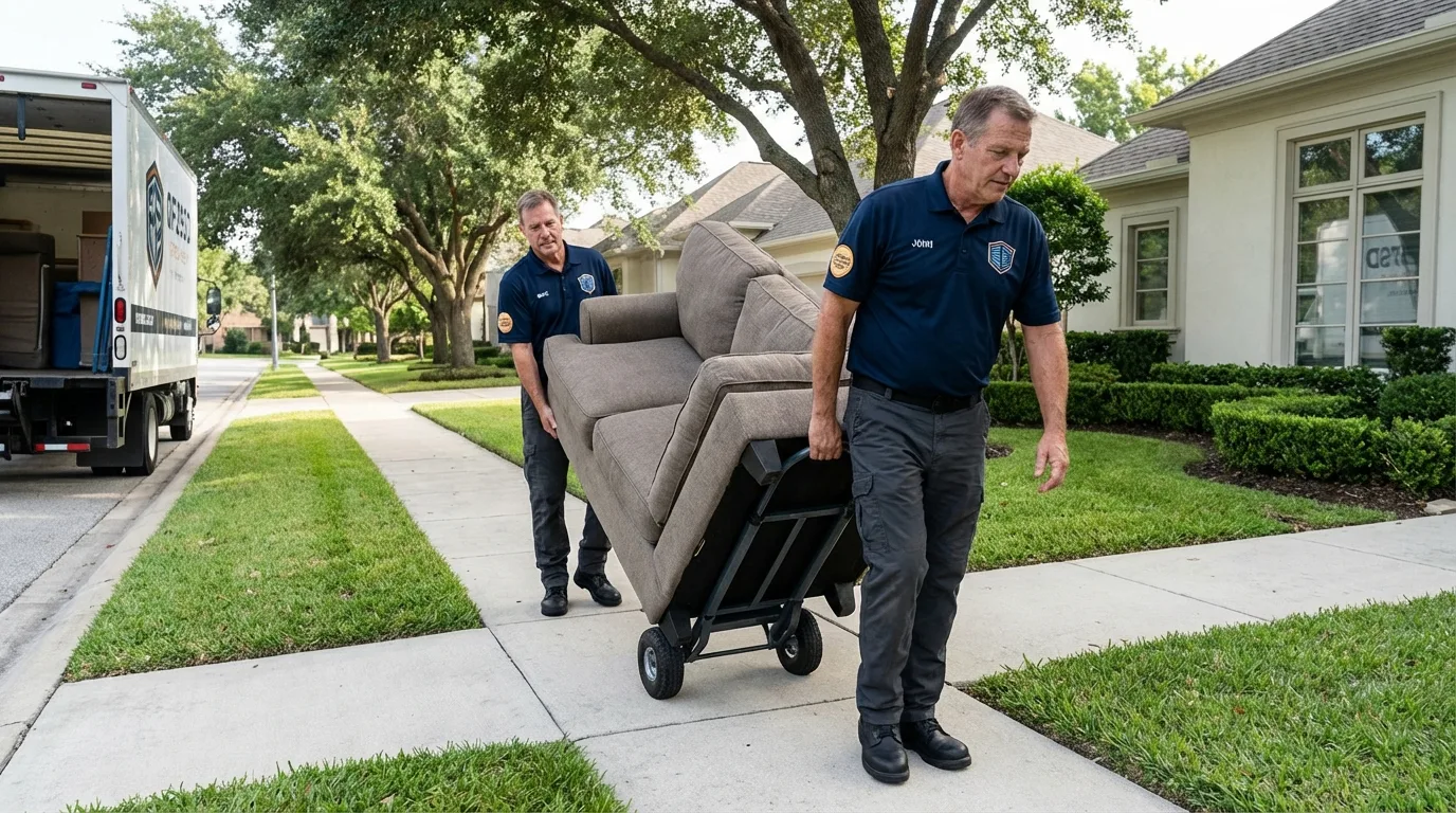 Local residential moving crew loading furniture in Meredosia, IL